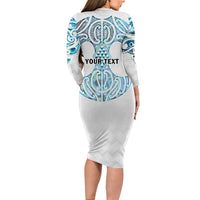 Queensland Maori Kiwi Personalised Long Sleeve Bodycon Dress Ma Kakariki Papua Shell Maori Tribal Tattoo LT9 - Polynesian Pride