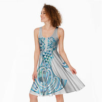 Queensland Maori Kiwi Personalised Midi Dress Ma Kakariki Papua Shell Maori Tribal Tattoo - Polynesian Pride