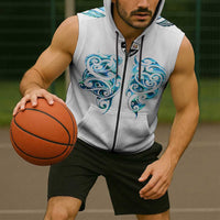 Queensland Maori Kiwi Personalised Sleeveless Zip Hoodie Ma Kakariki Papua Shell Maori Tribal Tattoo LT9 - Polynesian Pride