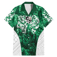Queensland Maori Kiwi Personalised Family Matching Mermaid Dress and Hawaiian Shirt Kikirangi Papua Shell Maori Tribal Tattoo LT9 Dad's Shirt - Short Sleeve Green - Polynesian Pride