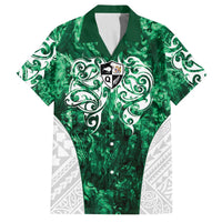 Queensland Maori Kiwi Personalised Family Matching Off The Shoulder Long Sleeve Dress and Hawaiian Shirt Kikirangi Papua Shell Maori Tribal Tattoo LT9 Dad's Shirt - Short Sleeve Green - Polynesian Pride
