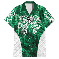 Queensland Maori Kiwi Personalised Family Matching Off Shoulder Short Dress and Hawaiian Shirt Kikirangi Papua Shell Maori Tribal Tattoo LT9 Dad's Shirt - Short Sleeve Green - Polynesian Pride