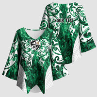 Queensland Maori Kiwi Personalised Kimono Sleeve Blouse Kikirangi Papua Shell Maori Tribal Tattoo - Polynesian Pride