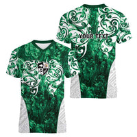 Queensland Maori Kiwi Personalised Women V-Neck T-Shirt Kikirangi Papua Shell Maori Tribal Tattoo LT9 - Polynesian Pride
