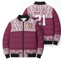 Queensland Maori Nga Hau E Wha Custom Bomber Puffer Jacket Polynesian Maori Tribal Pattern - Polynesian Pride