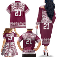 Queensland Maori Nga Hau E Wha Custom Family Matching Off The Shoulder Long Sleeve Dress and Hawaiian Shirt Polynesian Maori Tribal Pattern