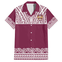 Queensland Maori Nga Hau E Wha Custom Family Matching Off Shoulder Short Dress and Hawaiian Shirt Polynesian Maori Tribal Pattern LT9 Dad's Shirt - Short Sleeve Maroon - Polynesian Pride