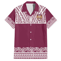 Queensland Maori Nga Hau E Wha Custom Family Matching Short Sleeve Bodycon Dress and Hawaiian Shirt Polynesian Maori Tribal Pattern LT9 Dad's Shirt - Short Sleeve Maroon - Polynesian Pride