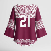 Queensland Maori Nga Hau E Wha Custom Kimono Sleeve Blouse Polynesian Maori Tribal Pattern - Polynesian Pride