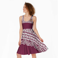 Queensland Maori Nga Hau E Wha Custom Midi Dress Polynesian Maori Tribal Pattern - Polynesian Pride