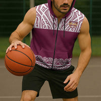 Queensland Maori Nga Hau E Wha Custom Sleeveless Zip Hoodie Polynesian Maori Tribal Pattern - Polynesian Pride