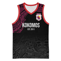 Queensland Papua New Guinea Custom Basketball Jersey All Black Pacific PNG Tribal Style - Polynesian Pride