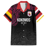 Queensland Papua New Guinea Custom Family Matching Off The Shoulder Long Sleeve Dress and Hawaiian Shirt All Black Pacific PNG Tribal Style