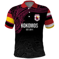 Queensland Papua New Guinea Custom Polo Shirt All Black Pacific PNG Tribal Style