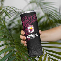 Queensland Papua New Guinea Custom Skinny Tumbler All Black Pacific PNG Tribal Style LT9 - Polynesian Pride