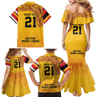Queensland Papua New Guinea Custom Family Matching Mermaid Dress and Hawaiian Shirt All Gold Pacific PNG Tribal Style LT9 - Polynesian Pride