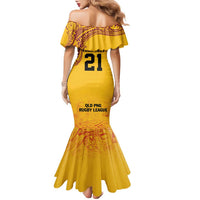 Queensland Papua New Guinea Custom Family Matching Mermaid Dress and Hawaiian Shirt All Gold Pacific PNG Tribal Style LT9 - Polynesian Pride