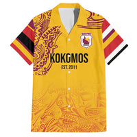Queensland Papua New Guinea Custom Family Matching Puletasi and Hawaiian Shirt All Gold Pacific PNG Tribal Style