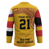Queensland Papua New Guinea Custom Hockey Jersey All Gold Pacific PNG Tribal Style - Polynesian Pride