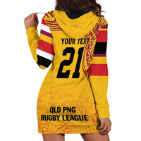 Queensland Papua New Guinea Custom Hoodie Dress All Gold Pacific PNG Tribal Style LT9 - Polynesian Pride
