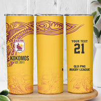 Queensland Papua New Guinea Custom Skinny Tumbler All Gold Pacific PNG Tribal Style LT9 - Polynesian Pride