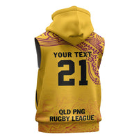 Queensland Papua New Guinea Custom Sleeveless Hoodie All Gold Pacific PNG Tribal Style LT9 - Polynesian Pride