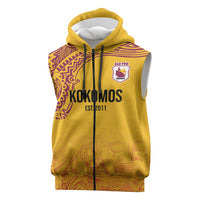 Queensland Papua New Guinea Custom Sleeveless Zip Hoodie All Gold Pacific PNG Tribal Style LT9 Gold - Polynesian Pride
