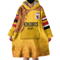 Queensland Papua New Guinea Custom Wearable Blanket Hoodie All Gold Pacific PNG Tribal Style