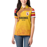 Queensland Papua New Guinea Custom Women Polo Shirt All Gold Pacific PNG Tribal Style LT9 - Polynesian Pride