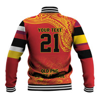 Queensland Papua New Guinea Custom Baseball Jacket All Red Pacific PNG Tribal Style
