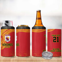 Queensland Papua New Guinea Custom 4 in 1 Can Cooler Tumbler All Red Pacific PNG Tribal Style LT9 - Polynesian Pride