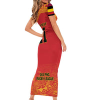 Queensland Papua New Guinea Custom Family Matching Short Sleeve Bodycon Dress and Hawaiian Shirt All Red Pacific PNG Tribal Style LT9 - Polynesian Pride