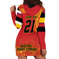 Queensland Papua New Guinea Custom Hoodie Dress All Red Pacific PNG Tribal Style LT9 - Polynesian Pride
