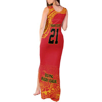 Queensland Papua New Guinea Custom Tank Maxi Dress All Red Pacific PNG Tribal Style