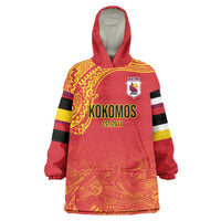 Queensland Papua New Guinea Custom Wearable Blanket Hoodie All Red Pacific PNG Tribal Style