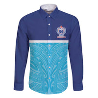 Queensland Samoa Custom Family Matching Short Sleeve Bodycon Dress and Hawaiian Shirt Blue Pacific Polynesian Tribal Pattern