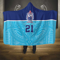 Queensland Samoa Custom Hooded Blanket Blue Pacific Polynesian Tribal Pattern LT9 - Polynesian Pride