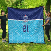 Queensland Samoa Custom Quilt Blue Pacific Polynesian Tribal Pattern