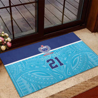 Queensland Samoa Custom Rubber Doormat Blue Pacific Polynesian Tribal Pattern