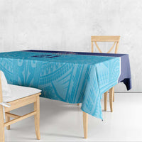 Queensland Samoa Custom Tablecloth Blue Pacific Polynesian Tribal Pattern