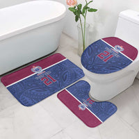 Queensland Samoa Custom Bathroom Set Maroon-Blue Pacific Polynesian Tribal Pattern LT9 - Polynesian Pride