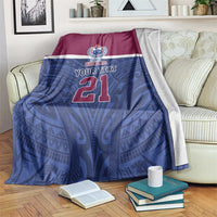 Queensland Samoa Custom Blanket Maroon-Blue Pacific Polynesian Tribal Pattern LT9 Dark Blue - Polynesian Pride