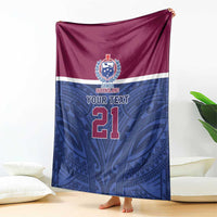 Queensland Samoa Custom Blanket Maroon-Blue Pacific Polynesian Tribal Pattern LT9 - Polynesian Pride