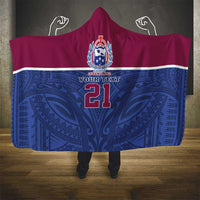 Queensland Samoa Custom Hooded Blanket Maroon-Blue Pacific Polynesian Tribal Pattern LT9 - Polynesian Pride