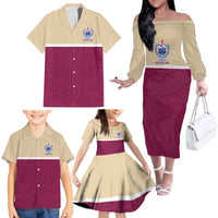 Queensland Samoa Custom Family Matching Off The Shoulder Long Sleeve Dress and Hawaiian Shirt Maroon Pacific Polynesian Tribal Pattern