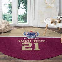 Queensland Samoa Custom Round Carpet Maroon Pacific Polynesian Tribal Pattern