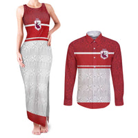 Queensland Tonga Custom Couples Matching Tank Maxi Dress and Long Sleeve Button Shirt QLD with Tongan Ngatu Pattern