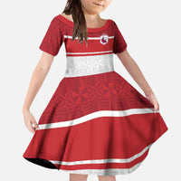 Queensland Tonga Custom Family Matching Off The Shoulder Long Sleeve Dress and Hawaiian Shirt QLD with Tongan Ngatu Pattern