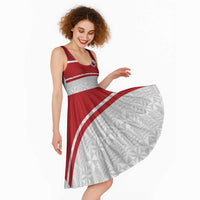 Queensland Tonga Custom Midi Dress QLD with Tongan Ngatu Pattern - Polynesian Pride