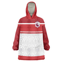 Queensland Tonga Custom Wearable Blanket Hoodie QLD with Tongan Ngatu Pattern LT9 One Size Red - Polynesian Pride